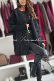 Solid Color Loose Pocket Hooded Long Sleeve Jacket