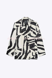 Breath of Freedom Animal Print Button Up Long Sleeve Lapel Loose Blazer