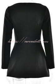 Budding Elegance Bow Detail Boat Neck Long Sleeve Mini Dress