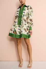 Celebrate Everyday Unique Print Color Match Balloon Sleeve Shirt Mini Dress