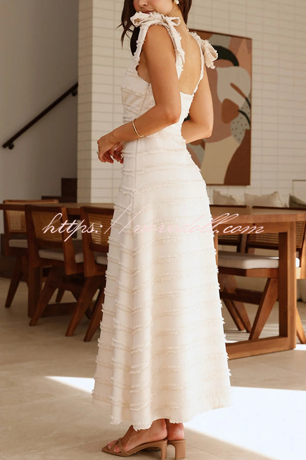 Solid Color V-neck Elegant Sling Lace Up Vacation Maxi Dress