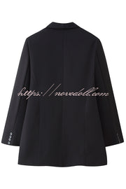 Solid Color Lapel Long Sleeve Casual Pocket Long Blazer