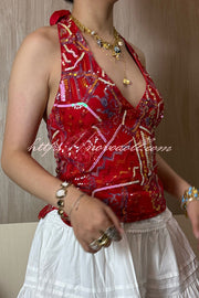 Fashion Sequined Casual V-neck Backless Slim Vest