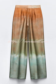 Fashion Gradient Print Casual Pocket Straight Pants