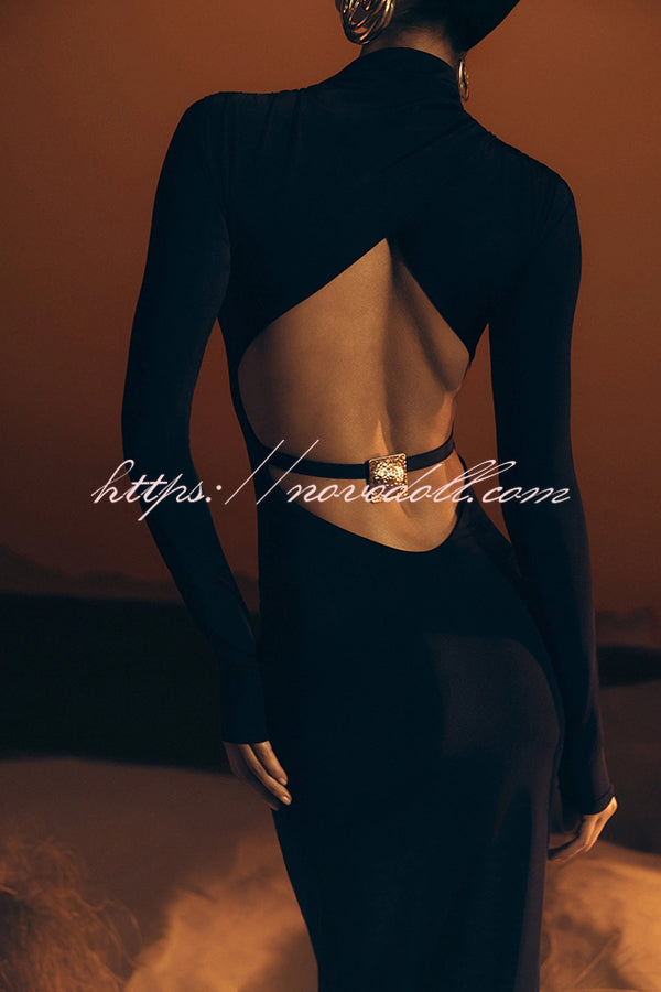 Sexy Backless Long-sleeved Stretch Slim-fit Maxi Dress