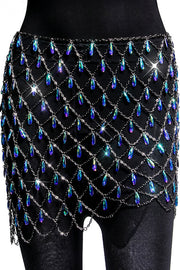 Sexy Hollow Colorful Sparkling Crystal Skirt