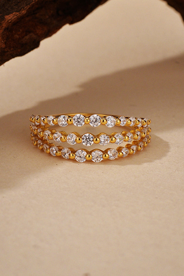 Fashionable Three-layer Micro-paved Zircon Ring