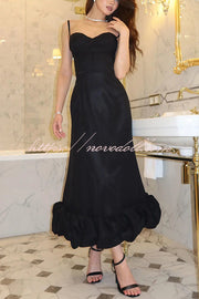 Dreamy and Romantic Ruched Bust Cloud Shape Hem Slip Midi Dress