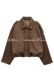Fashion Lapel Long-sleeved Casual Bomber Jacket