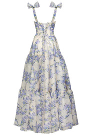 Fairytale Itself Organza Floral Print Tie Strap Maxi Dress