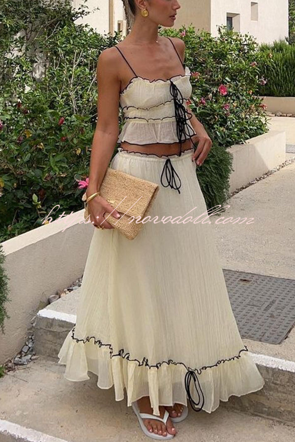 Sexy Suspender Strap Top and Elastic Waist Elegant Skirt Set