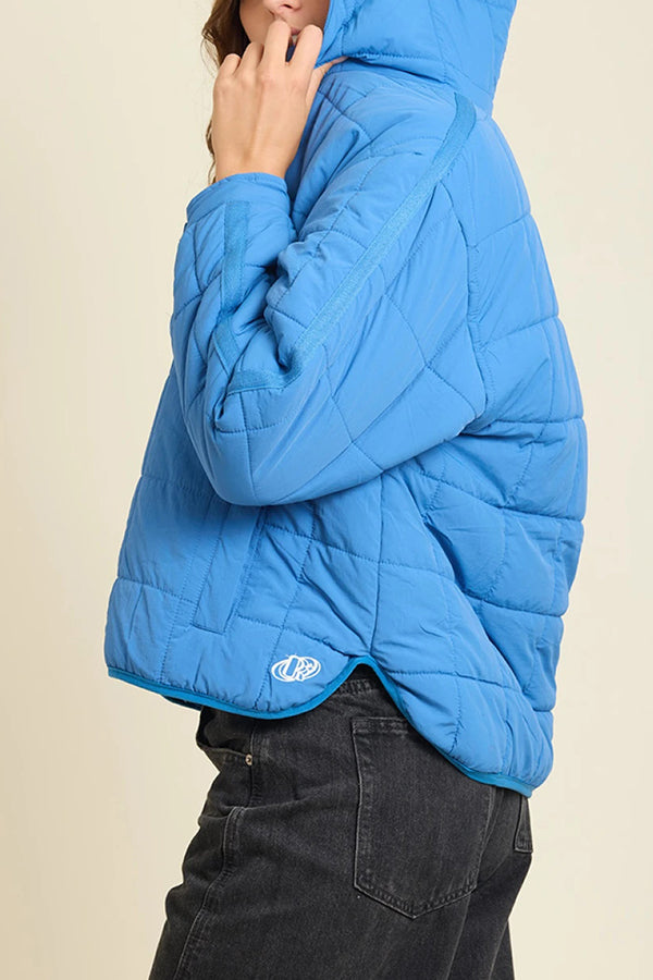 Solid Color Hooded Long-sleeved Loose Pocket Padded Top