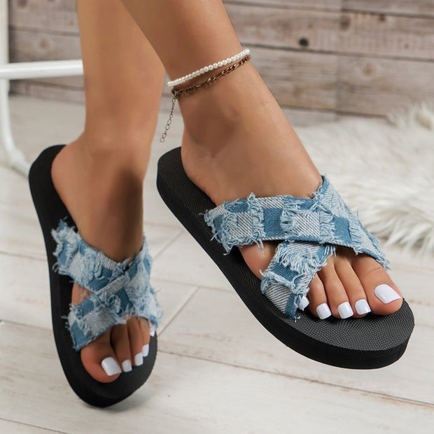 Fashion Denim Platform Sandals