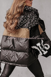 Stylish Denim Knit Long-sleeved Patchwork Hooded Pocket Thickened Jacket