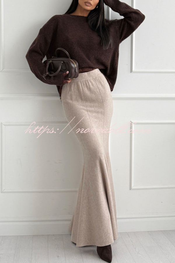 Caitlin Knit Lace Trim Patchwork Long Sleeve Back Slit Relaxed Sweater