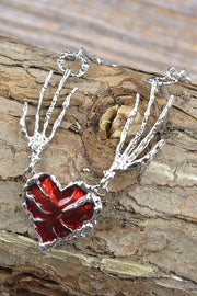 Halloween Punk Style Skull Heart-shaped Pendant Necklace