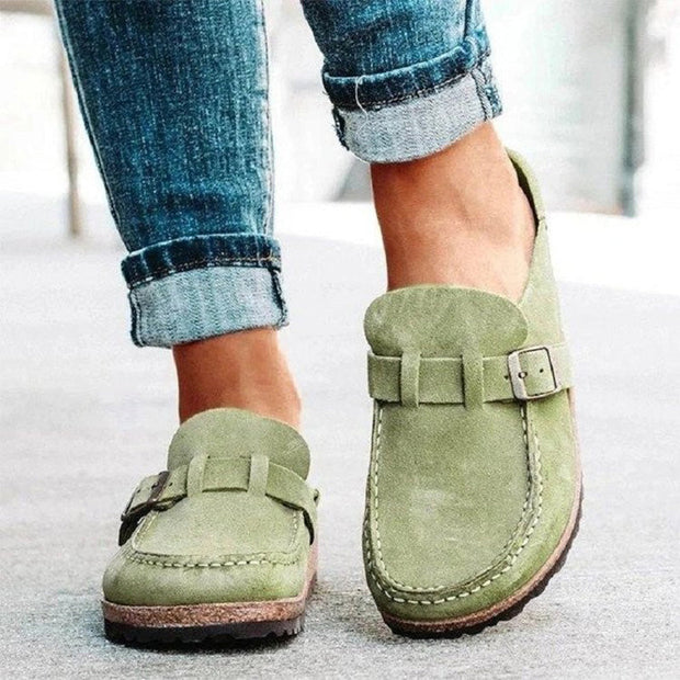 British Style Belt Buckle Flat Casual Shoes for Women
