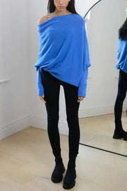 Solid Color Round Neck Long Sleeve Loose Knitted Sweater