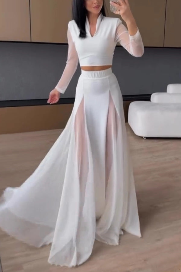 Feeling Chic Tulle Patchwork Elastic Waist A-line Maxi Skirt