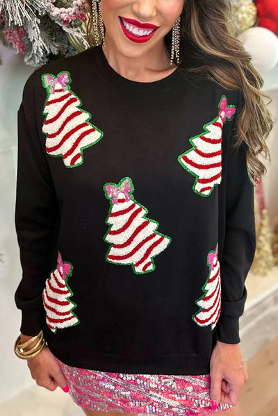 Christmas Tree Sequined Casual Loose Sweatshirt