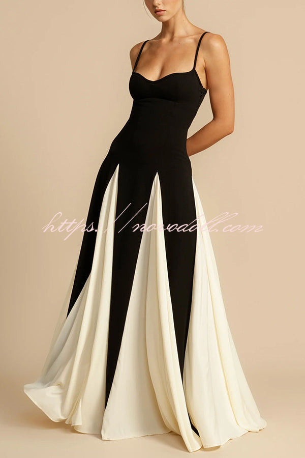 Timeless Elegance Panelled Tulle A-line Slip Maxi Dress