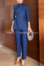 Exquisite and Fashionable High Waist Pocketed Straight Leg Pencil Pants