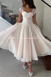 Elegant Sleeveless Waist-cinching Tulle Full-hem Maxi Dress