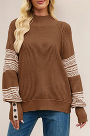 Stylish Color-blocked Loose Long-sleeved Knit Sweater