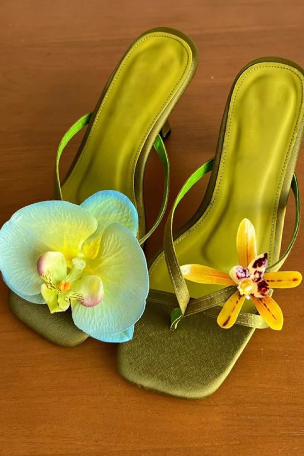 Fashion Asymmetric Flower Stiletto Sandals