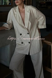 Fashionable Wrinkled Lapel Long-sleeved Loose Blazer
