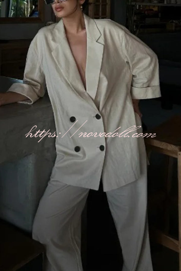 Fashionable Wrinkled Lapel Long-sleeved Loose Blazer