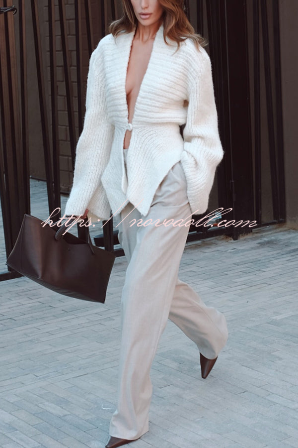 Retro V-neck Long-sleeved Sexy Hollow Loose Knitted Cardigan