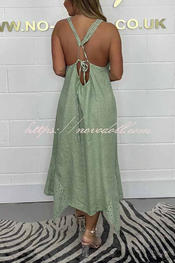 Solid Color V-neck Sleeveless Sexy Backless Irregular Maxi Dress