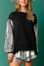 Christmas Sequin Patchwork Long-sleeved Loose Sweatshirt