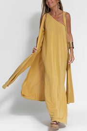 Flawless and Free One Shoulder Relaxed Slit Maxi Dress