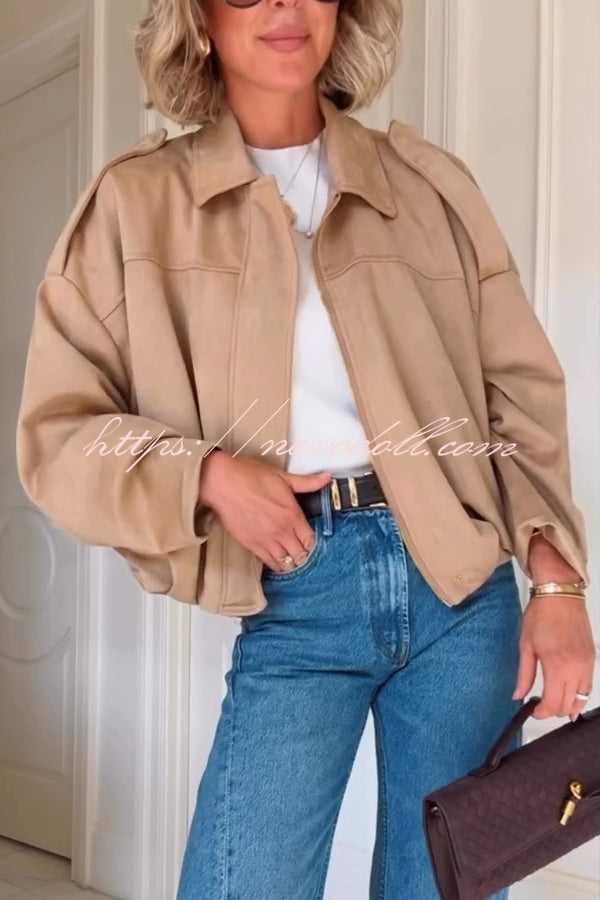 Fashion Lapel Long-sleeved Casual Bomber Jacket