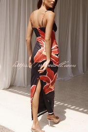 Definitely Memorable Abstract Floral Print Slip Stretch Maxi Dress