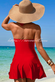 Fashionable Halterneck Waist Hollow Stretch One-piece Swimsuit