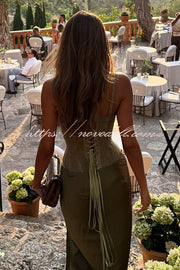 In A Fairytale Lace Corset Back Lace-up Slip Stretch Bodysuit
