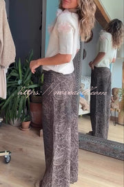 Alboran Knit Organza Flowers Detail Short Sleeve Loose Sweater