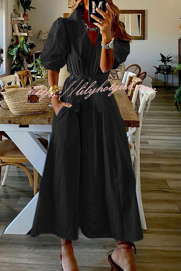 Stella Vintage Pocketed Shirt Midi Dress