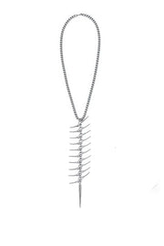 Punk Silver Thorn Bone Necklace