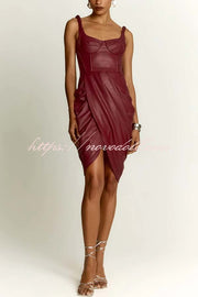 Fashion Choice Faux Leather Corset Ruched Back Zipper Mini Dress