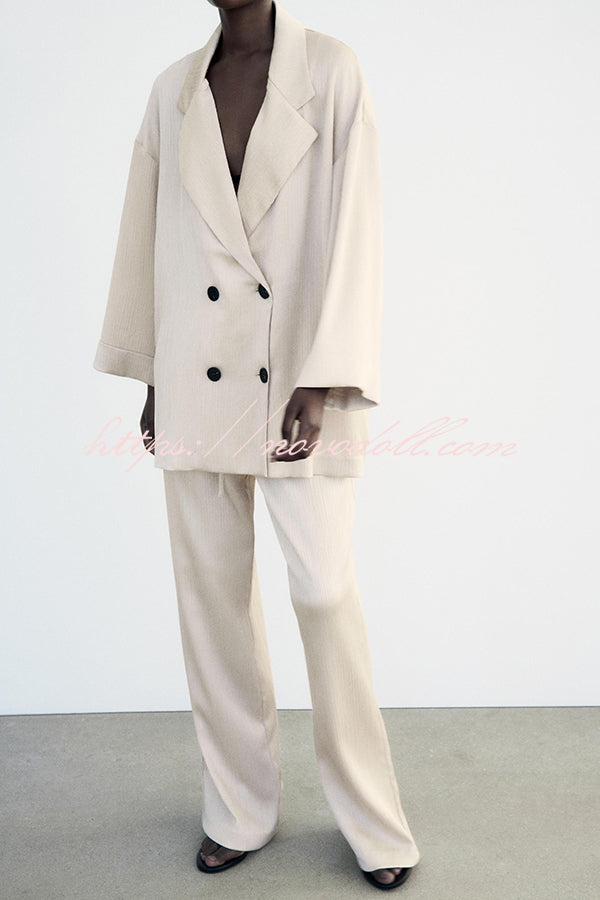 Fashionable Pleated Elastic Waist Tie Casual Pocket Wide-leg Pants