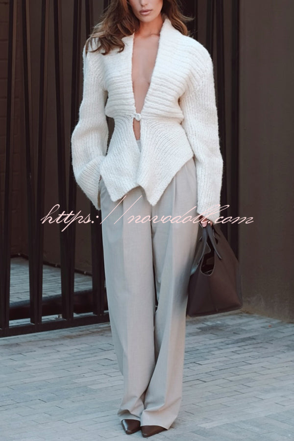 Retro V-neck Long-sleeved Sexy Hollow Loose Knitted Cardigan