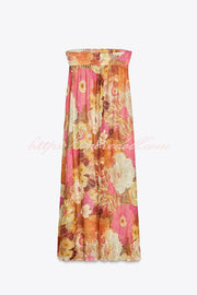 Shelia Ethnic Floral Print Off Shoulder A-line Maxi Dress