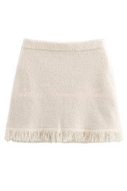 Solid Elastic Waist Knit Mini Skirt