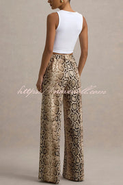 Hurley Ombre Snake Print Elastic Waist Pocketed Wide Leg Pants