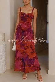 Fashion Tie-dye Backless Suspender Holiday Maxi Dress