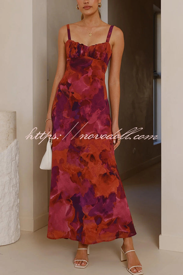 Fashion Tie-dye Backless Suspender Holiday Maxi Dress